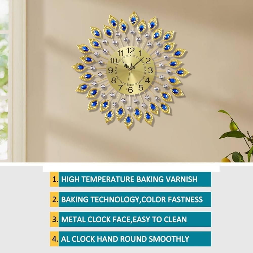21.2 Inch Gold Large "Peacock" Wall Clocks - Picture 4 of 5